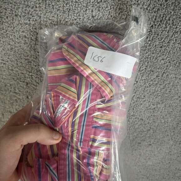 Vintage Faconnable Shirt Mens XL Multicolor Stripe Button Down Made France 90s - Picture 9 of 9